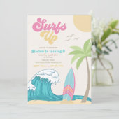Invitation d'anniversaire du surf | Girl Surfing (Debout devant)