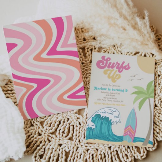 Invitation d'anniversaire du surf | Girl Surfing
