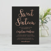 Invitation d'anniversaire du Sweet sixteen d'or ro (Debout devant)