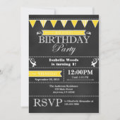 Invitation d'anniversaire du tableau noir jaune (Devant)