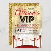 Invitation d'anniversaire du tapis rouge (Devant / Derrière)