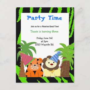 Invitation d'anniversaire du tigre et du lion