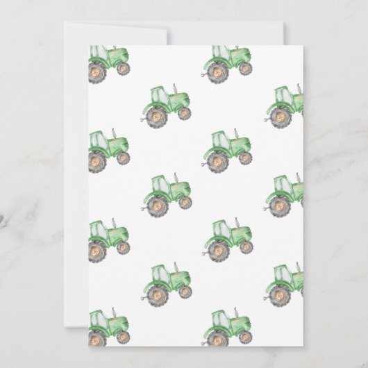 Invitation d'anniversaire du tracteur | Invitation (Dos)