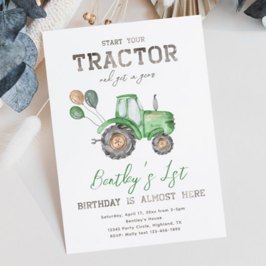 Invitation d'anniversaire du tracteur | Invitation