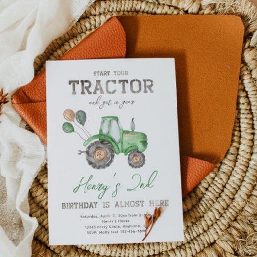 Invitation d'anniversaire du tracteur | Invitation