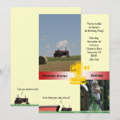 Invitation d'anniversaire du tracteur : Tracteur i (Devant / Derrière)