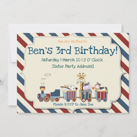 Invitation d'anniversaire du train (Devant)