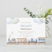 Invitation d'anniversaire du train Invitation pers (Debout devant)