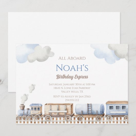 Invitation d'anniversaire du train Invitation pers (Devant / Derrière)