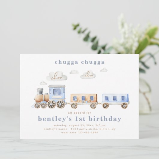 Invitation d'anniversaire du train | Invitations d (Debout devant)
