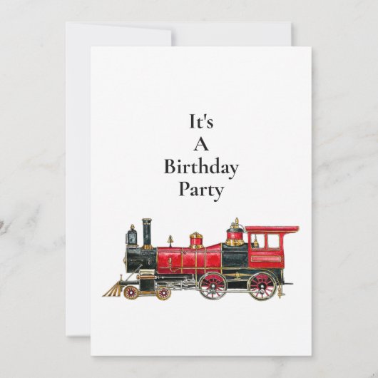 Invitation d'anniversaire du train rouge vintage (Dos)