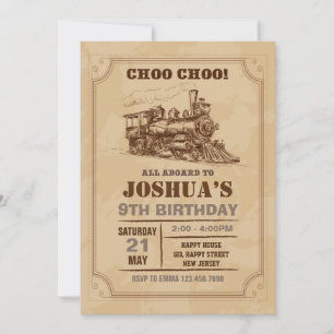 Invitation d'anniversaire du train vintage
