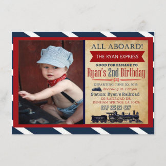 Invitation d'anniversaire du train vintage