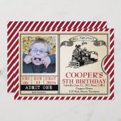 Invitation d'anniversaire du train vintage (Devant / Derrière)