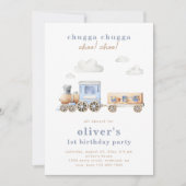 Invitation d'anniversaire du train Watercolor | Tr (Devant)