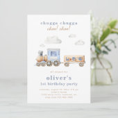 Invitation d'anniversaire du train Watercolor | Tr (Debout devant)