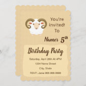 Invitation d'anniversaire du zodiac Aries (Devant / Derrière)