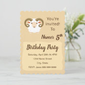 Invitation d'anniversaire du zodiac Aries (Debout devant)