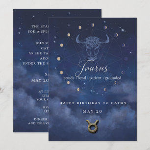 Invitation d'anniversaire du zodiaque Taureau