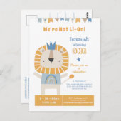 Invitation d'anniversaire d'un an de lion garçon (Devant / Derrière)