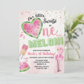 Invitation d'anniversaire d'un an de pastèque Une (Debout devant)