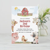 Invitation d'anniversaire d'un animal de ferme (Debout devant)
