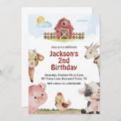 Invitation d'anniversaire d'un animal de ferme (Devant / Derrière)