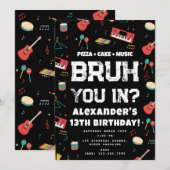 Invitation d'anniversaire d'un garçon adolescent a (Devant / Derrière)