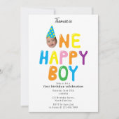 Invitation d'anniversaire d'un garçon heureux 1er  (Devant)