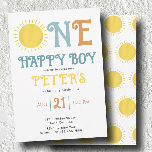 Invitation d'anniversaire d'un garçon heureux 1er