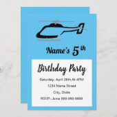 Invitation d'anniversaire d'un hélicoptère (Devant / Derrière)