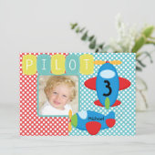 Invitation d'anniversaire d'un pilote d'avion phot (Debout devant)