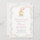 Invitation d'anniversaire d'un poussin mignon (Devant)