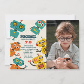 Invitation d'anniversaire d'un robot personnalisé  (Devant)