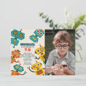Invitation d'anniversaire d'un robot personnalisé  (Debout devant)