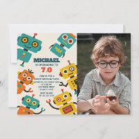 Invitation d'anniversaire d'un robot personnalisé