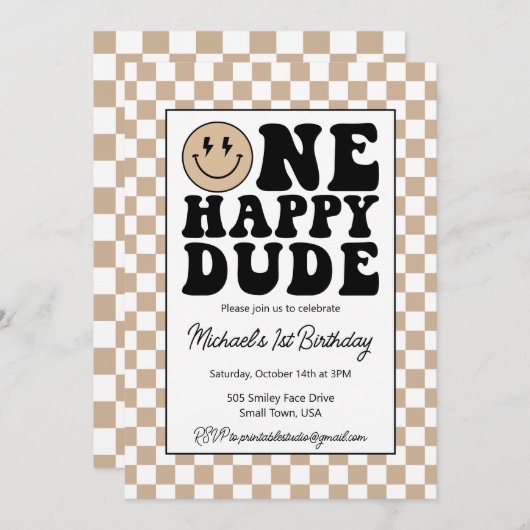 Invitation d'anniversaire d'un type heureux (Devant / Derrière)