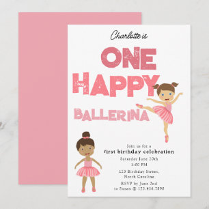 Invitation d'anniversaire d'une ballerine heureuse