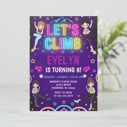 Invitation d'anniversaire d'une Escalade de rock p (Debout devant)