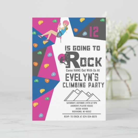 Invitation d'anniversaire d'une Escalade de rock p (Debout devant)