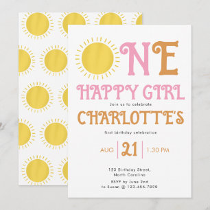 Invitation d'anniversaire d'une fille heureuse 1er