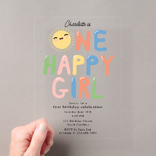 Invitation d'anniversaire d'une fille heureuse 1er