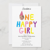 Invitation d'anniversaire d'une fille heureuse 1er (Devant)