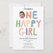 Invitation d'anniversaire d'une fille heureuse Pho (Devant)