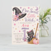 Invitation d'anniversaire d'une petite sorcière do (Debout devant)