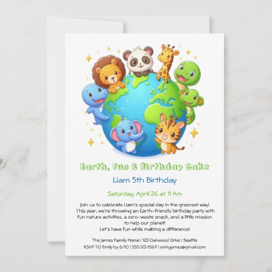 Invitation d'anniversaire écologique (Devant)