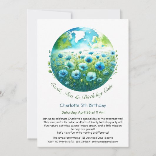 Invitation d'anniversaire écologique (Devant)