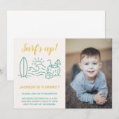 Invitation d'anniversaire éditable du surf (Devant / Derrière)