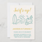 Invitation d'anniversaire éditable du surf (Devant)