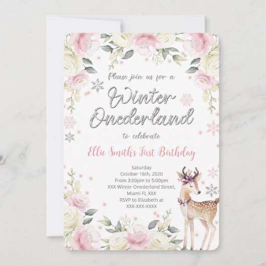 Invitation d'anniversaire Editable Winter Wonderla (Devant)